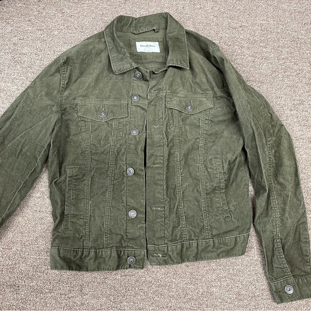 PRICED TO SELL NOW: Goodfellow Dark Khaki Green Corduroy Men’s Jacket - Medium